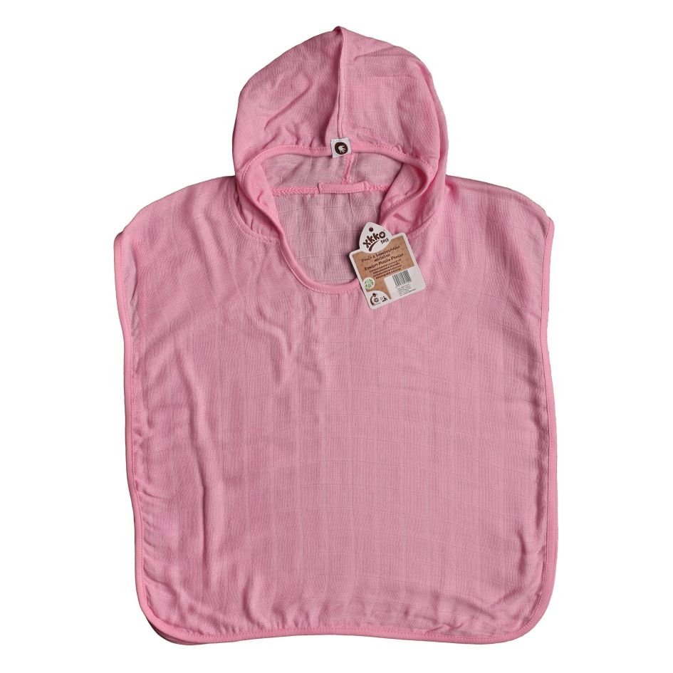 Bambusové mušelínové pončo XKKO BMB - Baby Pink Vel. 1