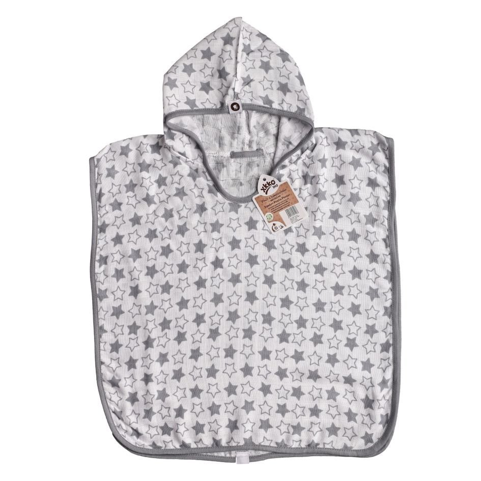 Bambusové mušelínové pončo XKKO BMB - Silver Little Stars Vel. 2