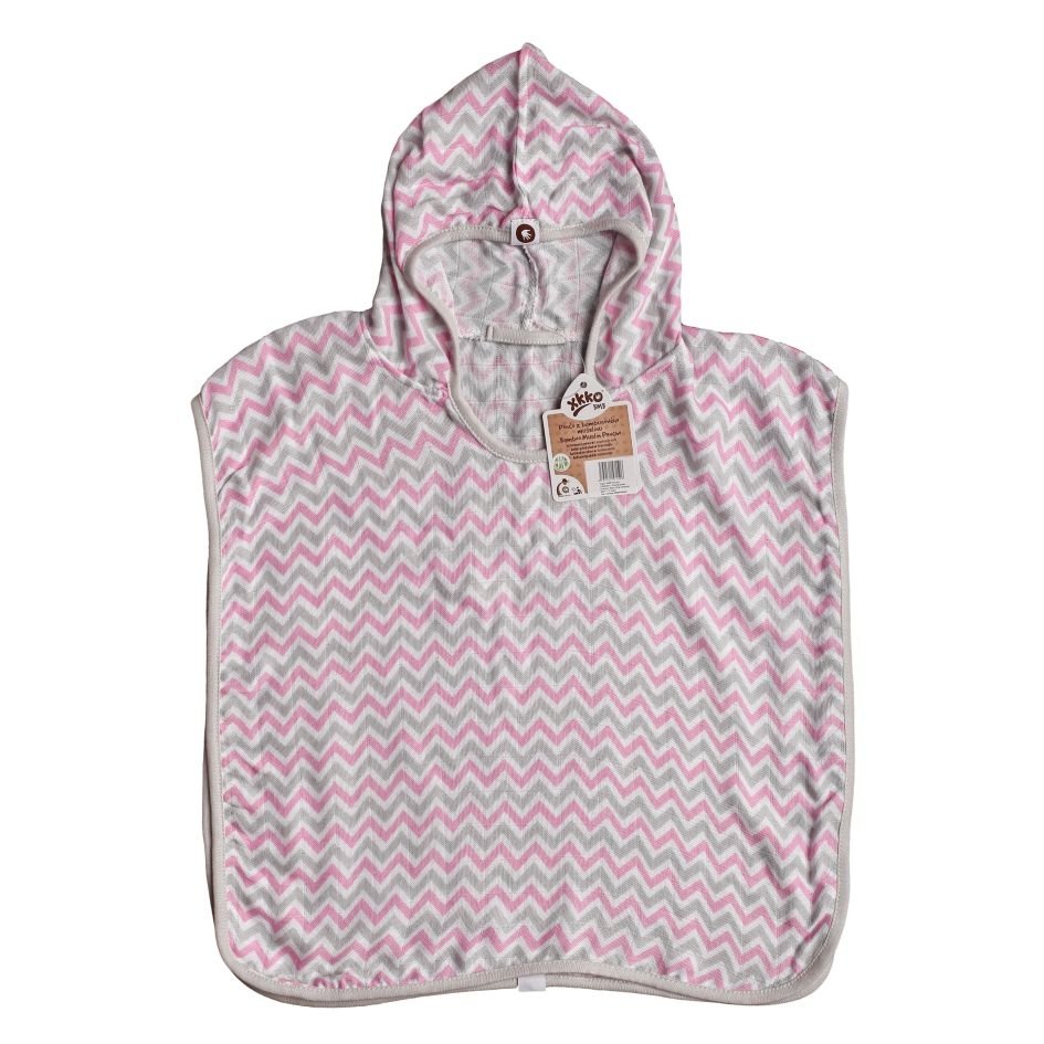 Bambusové mušelínové pončo XKKO BMB - Chevron Baby Pink Vel. 2