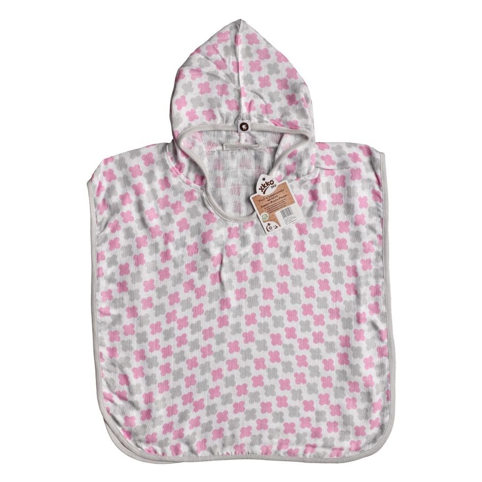 Bambusové mušelínové pončo XKKO BMB - Cross Baby Pink Vel. 1
