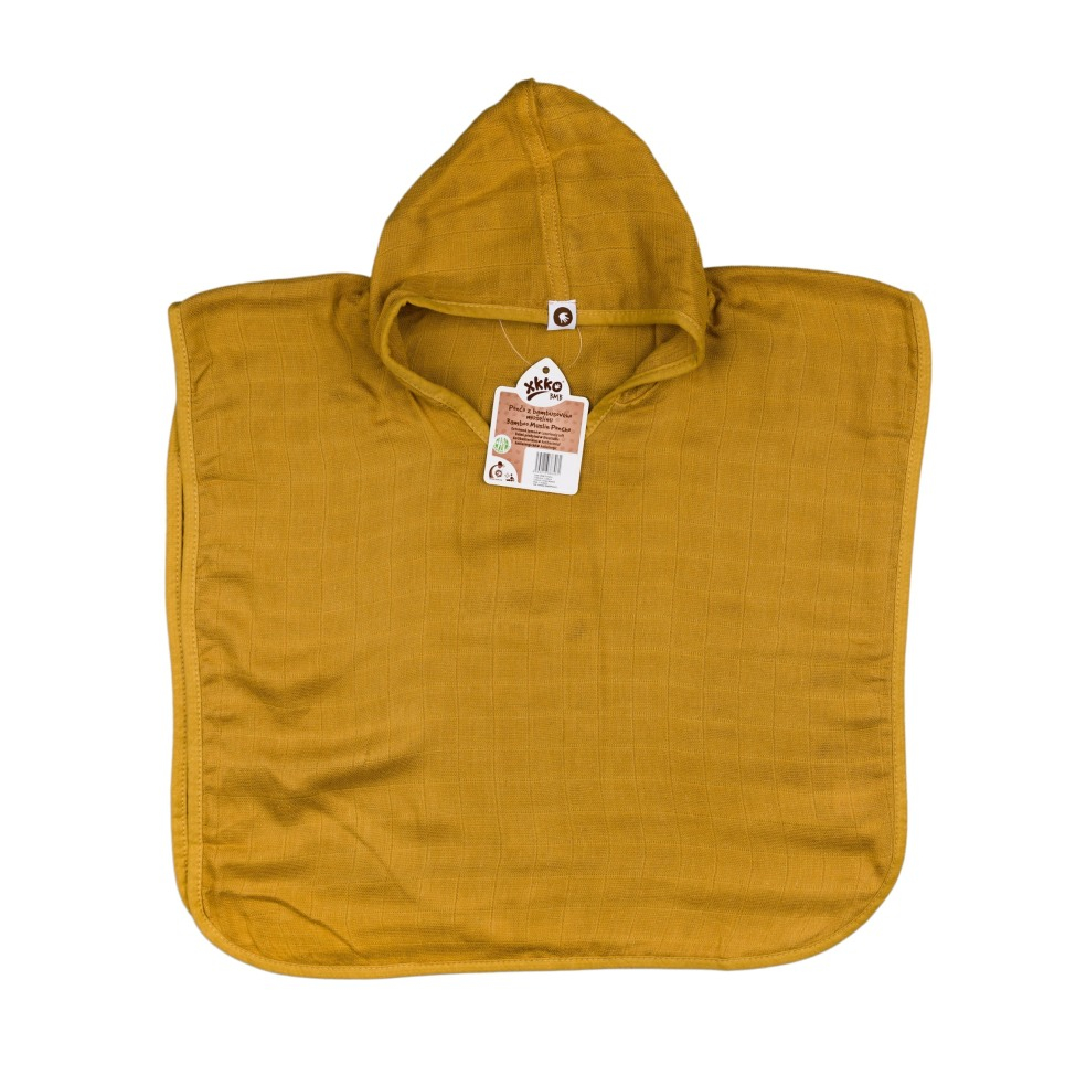 Bambusové mušelínové pončo XKKO BMB Colours - Honey Mustard Vel.1