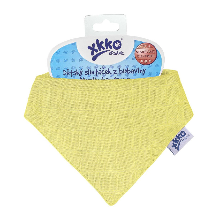 Dětský slintáček XKKO Organic Staré časy - Wax Yellow 3x1ks VO bal.