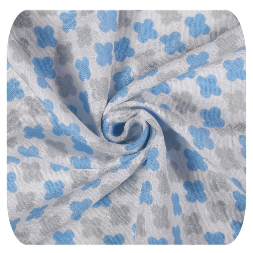 Bambusové prostěradlo s gumou XKKO BMB 50x70 - Baby Blue Cross 5x1ks (VO bal.)