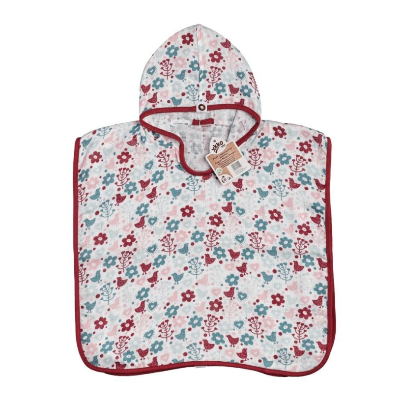 Bambusové mušelínové pončo XKKO BMB - Flowers&Birds Girls 5x1ks (VO bal.)