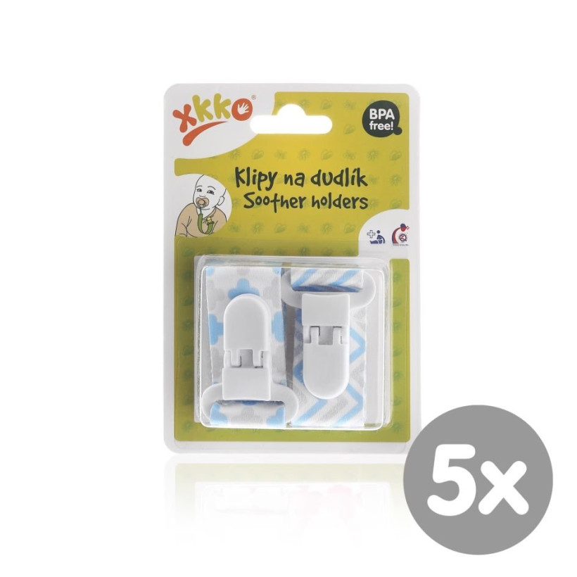 XKKO Klipy na dudlík - Scandinavian Baby Blue MIX 5x2ks (VO balení)