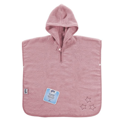 BIO bavlněné froté pončo XKKO Organic - Baby Pink Stars