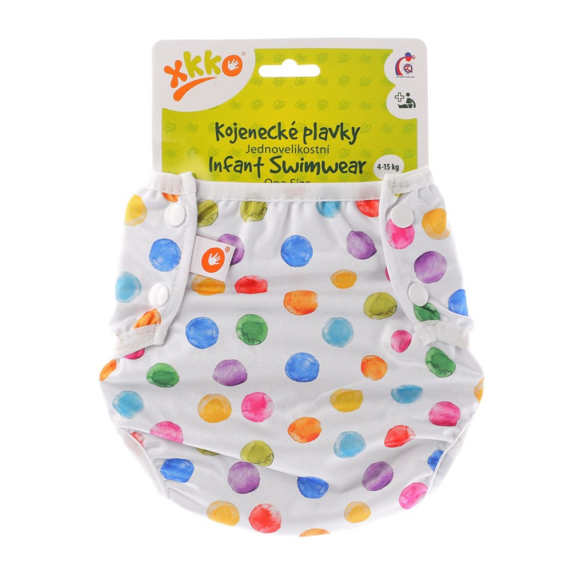 Jednovelikostní kojenecké plavky XKKO - Watercolour Polka Dots