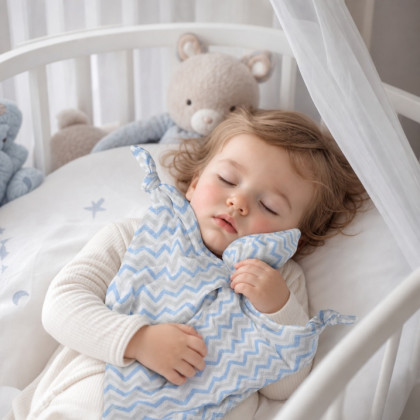 Bambusový muchláček XKKO BMB - Baby Blue Chevron
