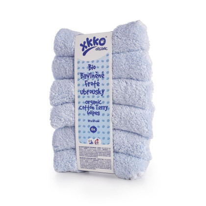 BIO bavlněné froté ubrousky XKKO Organic 21x21-  Baby Blue