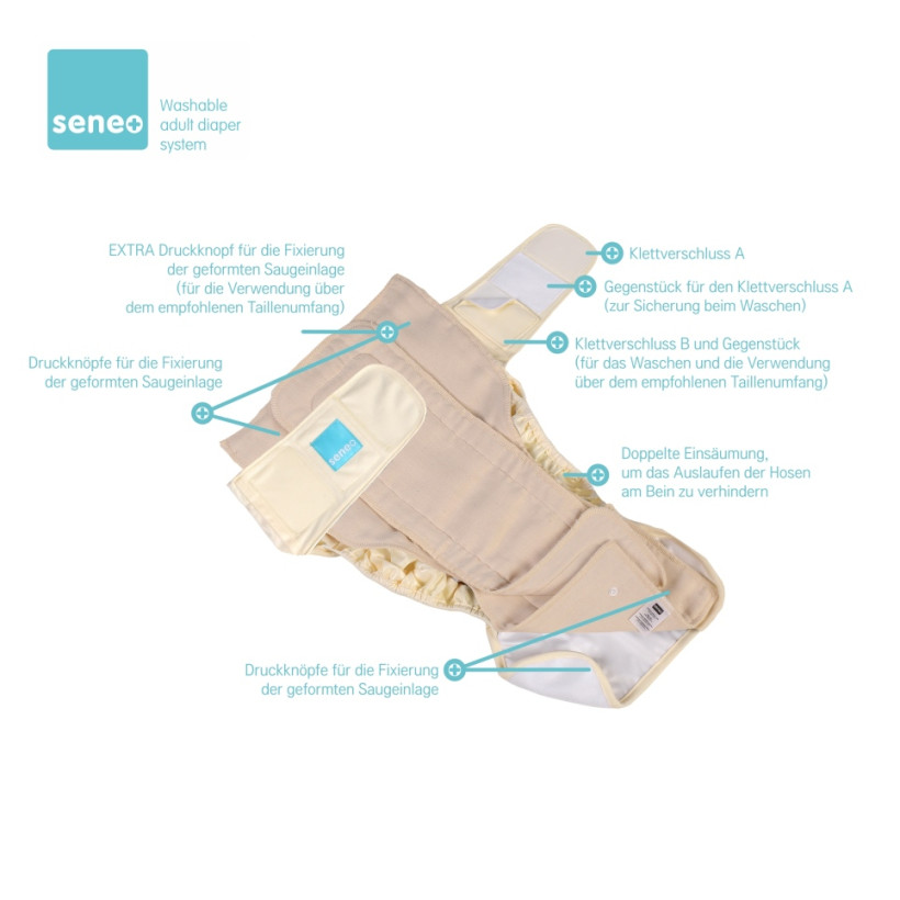 SENEO Svrchní plenkové kalhotky pro dospělé - Bílé Velikost M