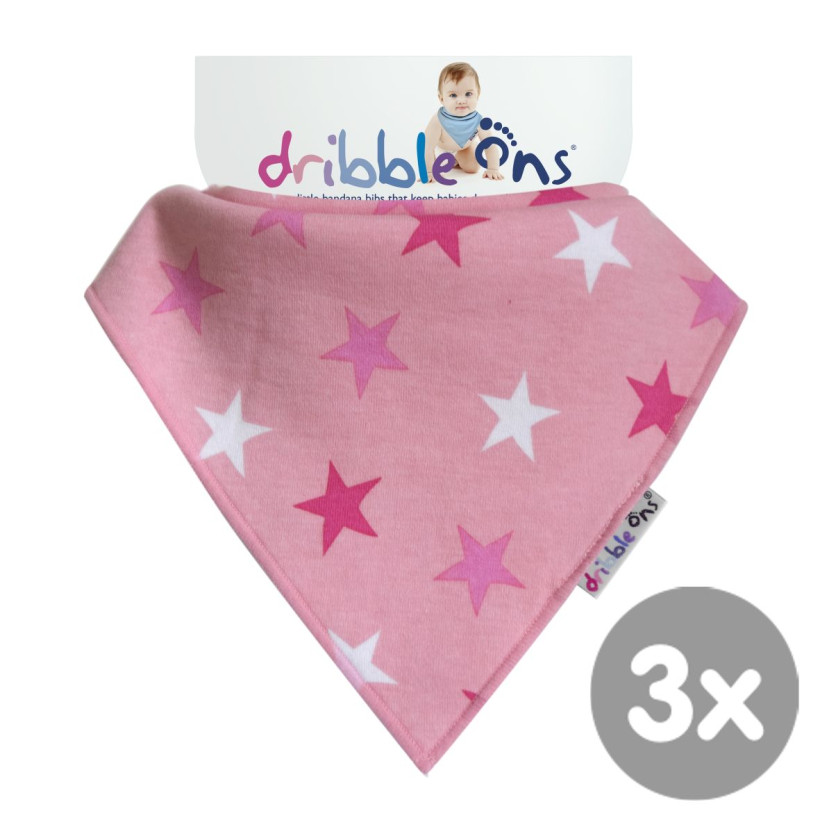Dribble Ons Designer Pink Stars 3x1ks Velkoobchodní balení