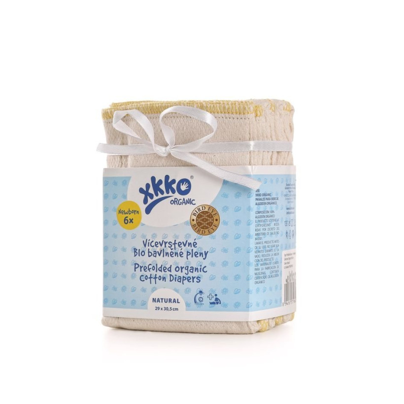 Vícevrstvé plenky XKKO Organic (4/6/4) - Bird Eye Newborn Natural