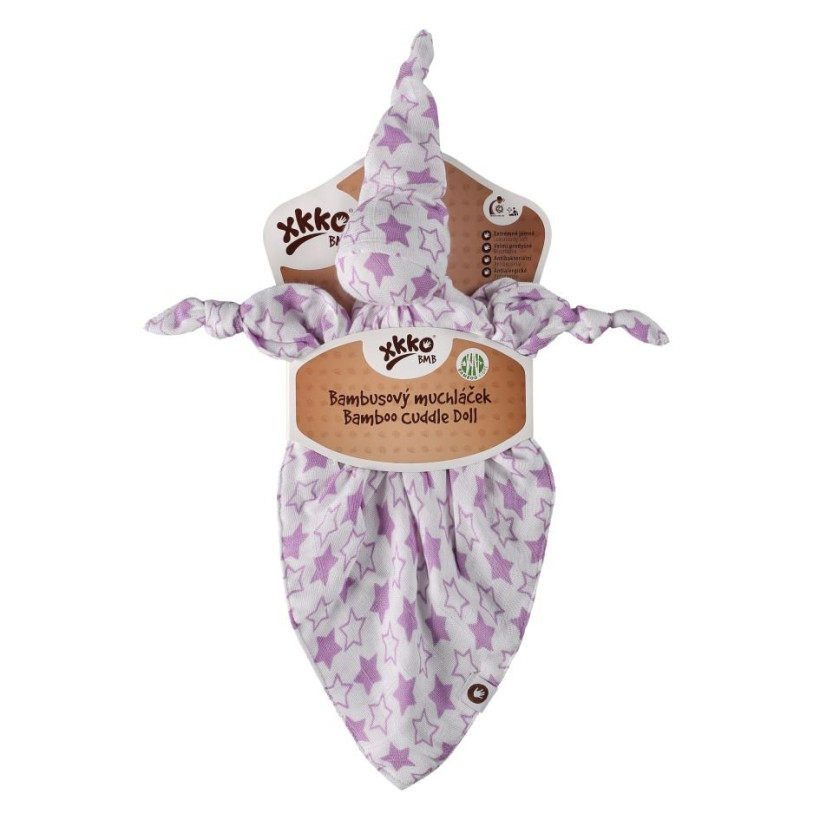 Bambusový muchláček XKKO BMB - Little Stars Lilac 5x1ks VO bal.