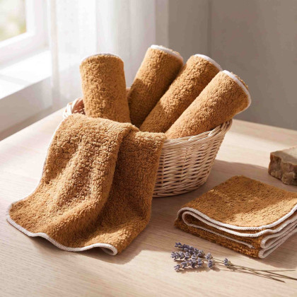BIO bavlněné froté ubrousky XKKO Organic 21x21- Honey Mustard