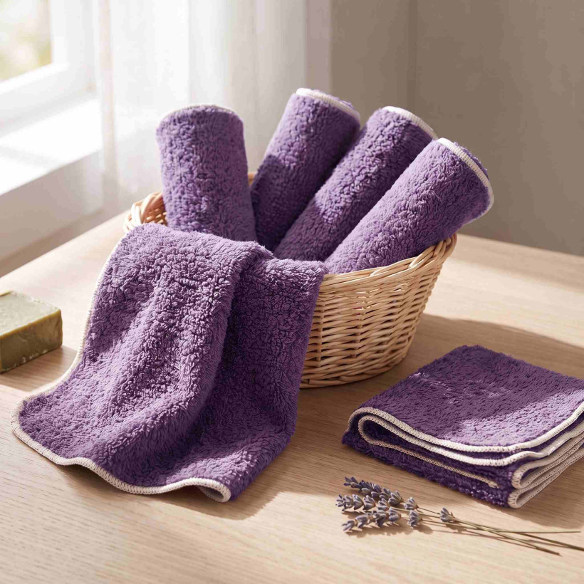 BIO bavlněné froté ubrousky XKKO Organic 21x21- Lavender Aura