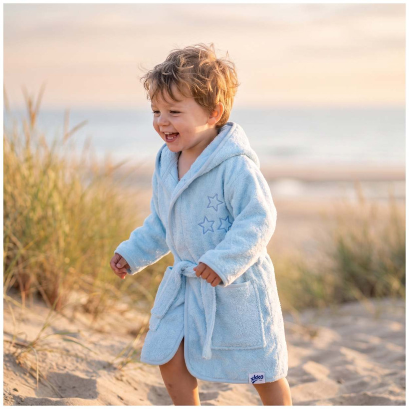 Dětský biobavlněný froté župan XKKO Organic - Baby Blue Stars