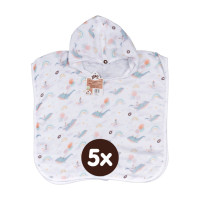 Bambusové mušelínové pončo XKKO BMB Digi - Sky Whale Vel.2 5x1ks (VO bal.)