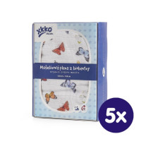 Biobavlněná plena XKKO Organic 120x120 - Butterflies 5x1ks (VO bal.)