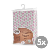 Bambusové prostěradlo s gumou XKKO BMB 120x60 - Baby Pink Cross 5x1ks (VO bal.)