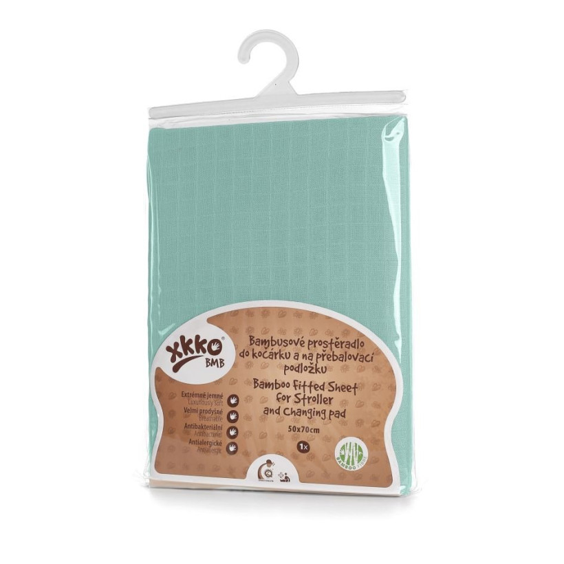 Bambusové prostěradlo s gumou XKKO BMB 50x70 - Mint 5x1ks (VO bal.)