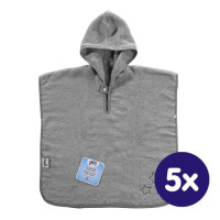 BIO bavlněné froté pončo XKKO Organic - Silver Stars 5x1ks (VO bal.)