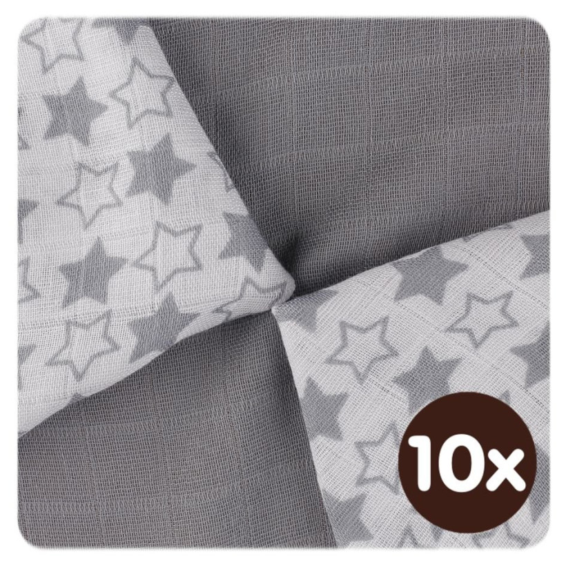 Bambusové ubrousky XKKO BMB 30x30 - Little Stars Silver MIX 10x9ks VO bal.