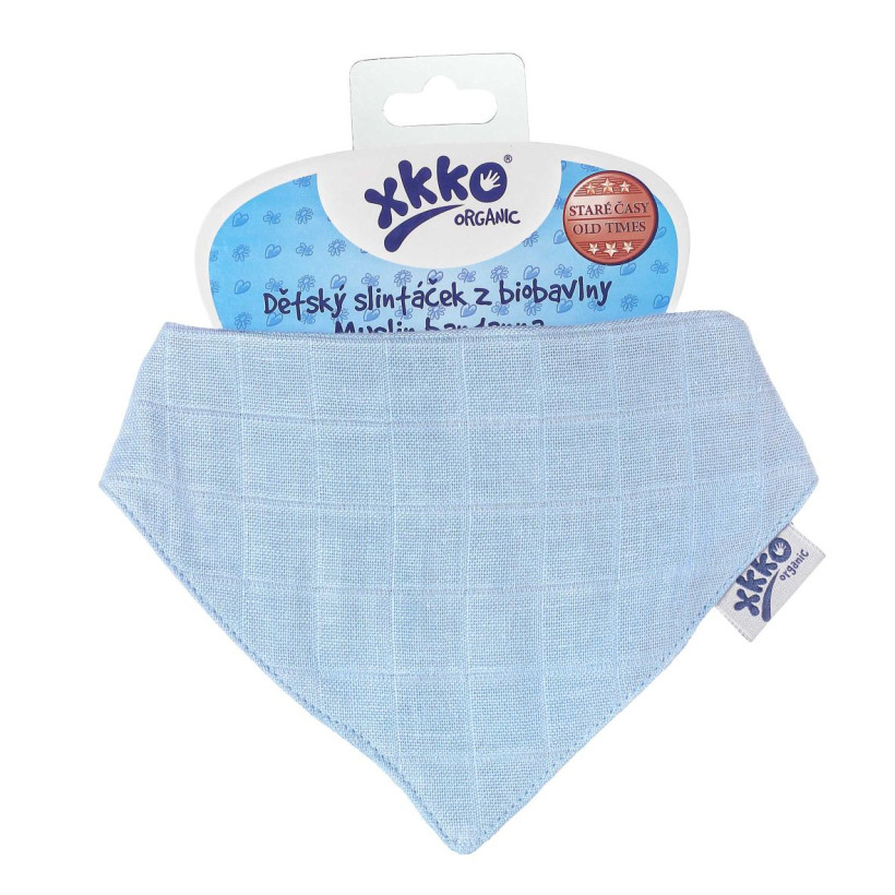 Dětský slintáček XKKO Organic Staré časy Sky Blue