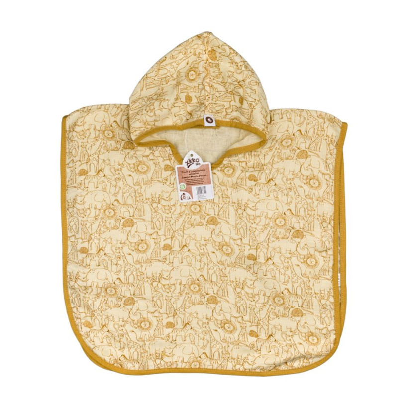 Bambusové mušelínové pončo XKKO BMB Safari - Honey Mustard Vel.2