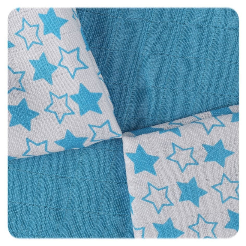 Bambusové ubrousky XKKO BMB 30x30 - Little Stars Cyan MIX