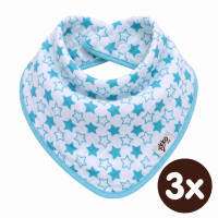 Bambusový slintáček XKKO BMB - Little Stars Turquoise 3x1ks VO bal.