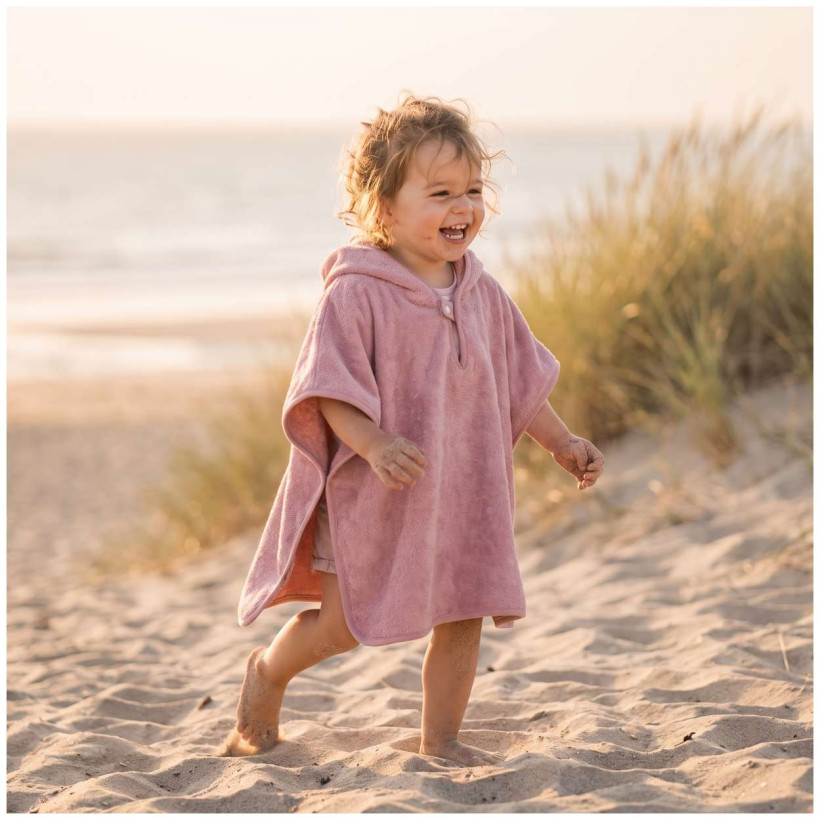 BIO bavlněné froté pončo XKKO Organic - Baby Pink Stars