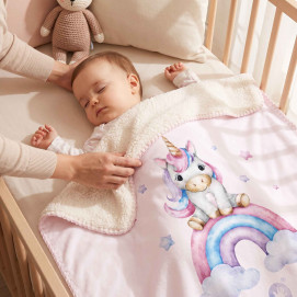 Dětská španělská deka XKKO LUX 75x100 - Rainbow Unicorn