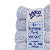 BIO bavlněné froté ubrousky XKKO Organic 21x21-  Baby Blue