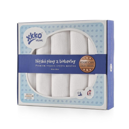 Dětské pleny z biobavlny XKKO Organic 80x80 - Staré časy Bílé