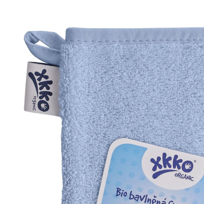 BIO bavlněná froté žínka XKKO Organic - Baby Blue 5x1ks (VO bal.)