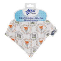 Dětský slintáček XKKO Organic - Fox&Raccoon 3x1ks VO bal.