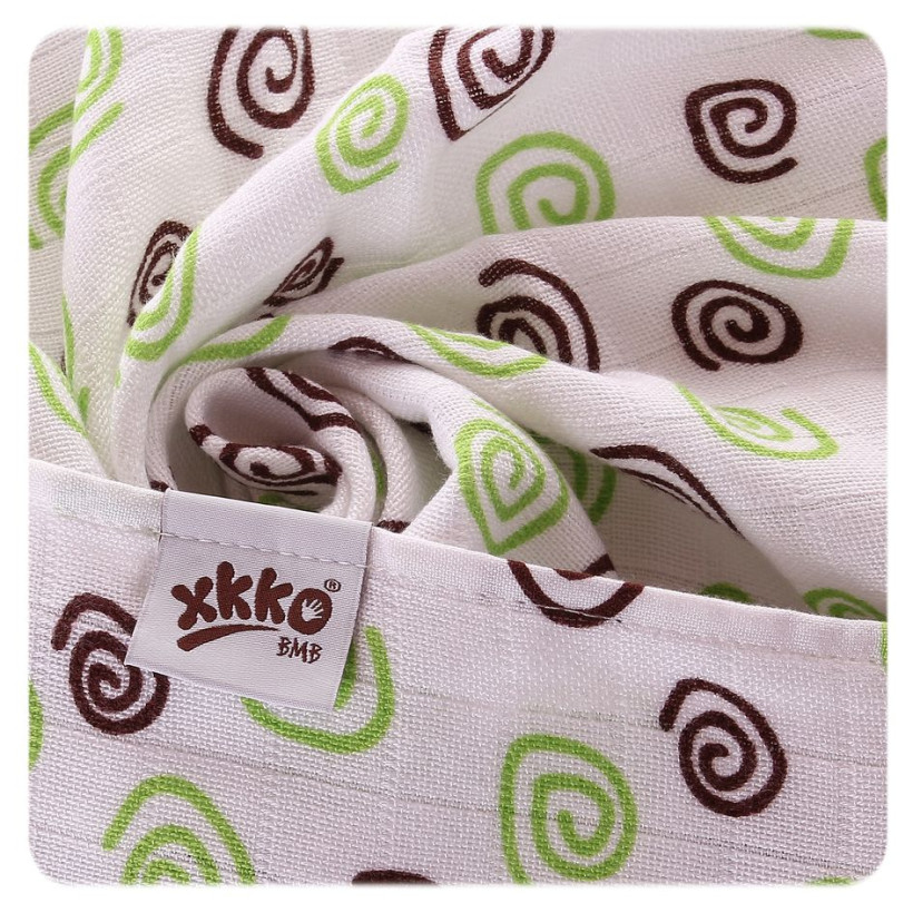 Bambusové pleny XKKO BMB Spirals&Bubbles Lime MIX 70x70cm - 3ks