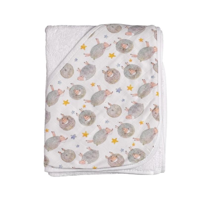 Bambusová froté osuška s kapucí XKKO BMB 90x90 - Dreamy Sheeps 5x1ks (VO bal.)