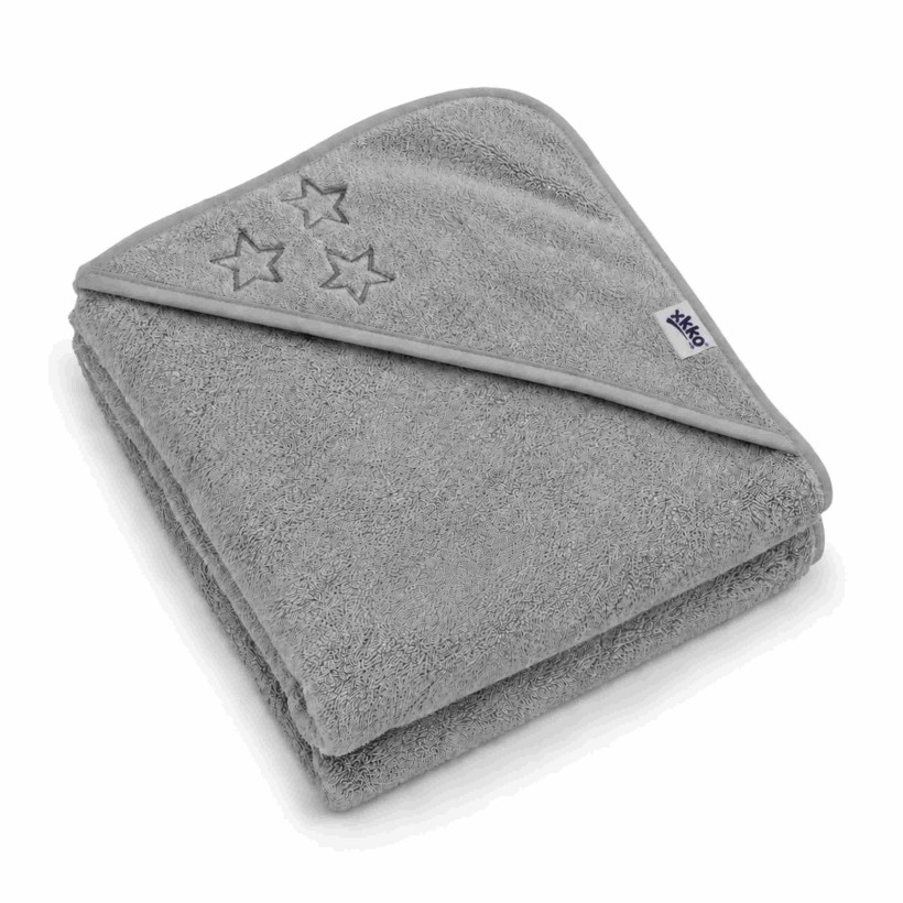 BIO bavlněná froté osuška s kapucí XKKO Organic 90x90 - Silver Stars 5x1ks (VO bal.)