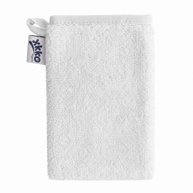 BIO bavlněná froté žínka XKKO Organic - Bílá 5x1ks (VO bal.)
