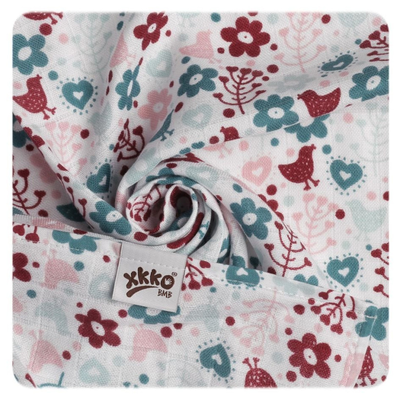 Bambusové pleny XKKO BMB 70x70 - Flowers&Birds Girls MIX 10x3ks VO bal.