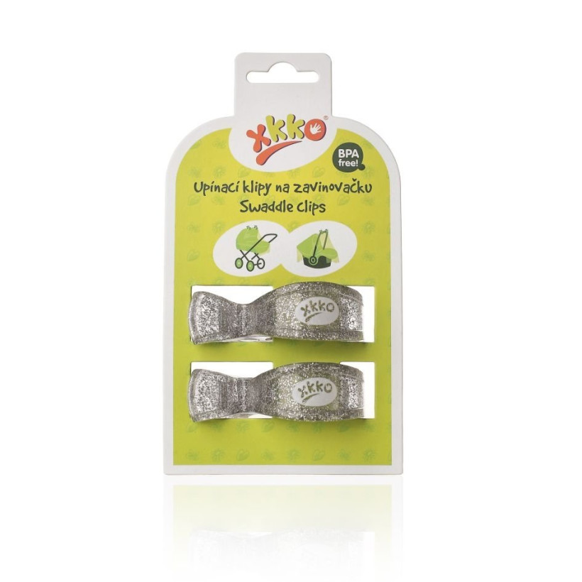 XKKO Klipy na kočárek 2ks - Metallic Silver 21x1pár VO bal.