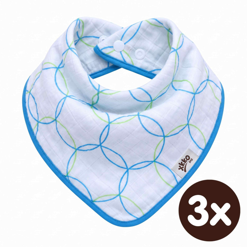 Bambusový slintáček XKKO BMB - Cyan Circles 3x1ks VO bal.