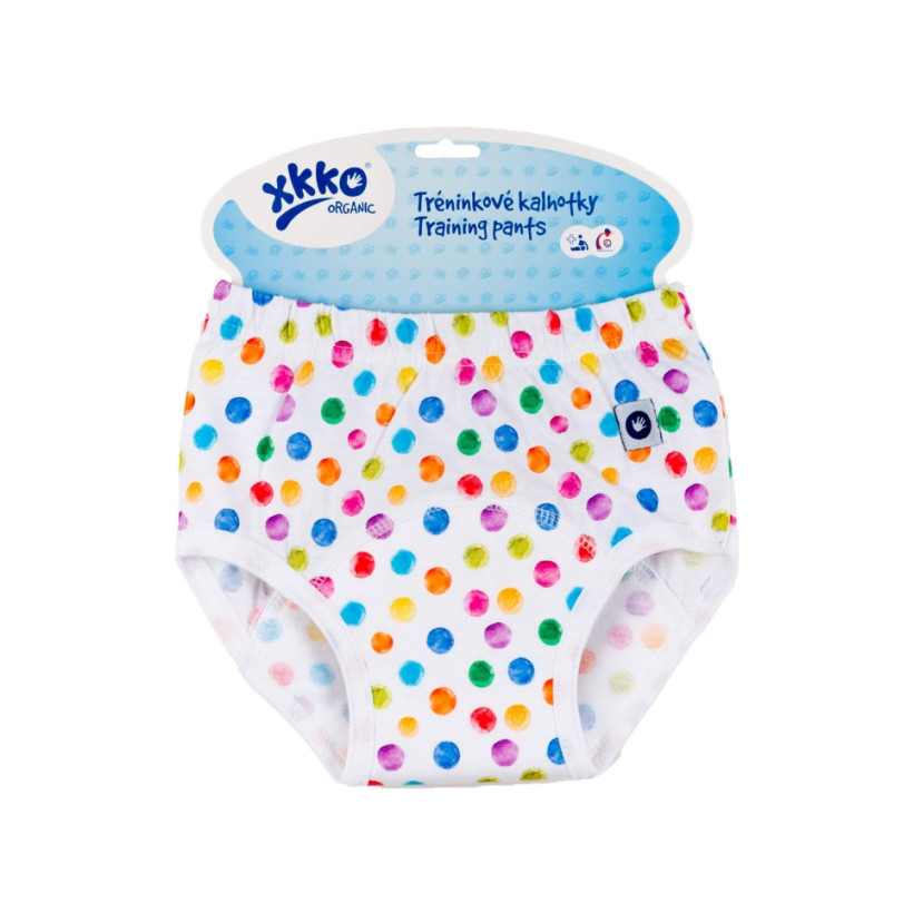 Tréninkové kalhotky XKKO Organic - Watercolor Polka Dots Velikost M