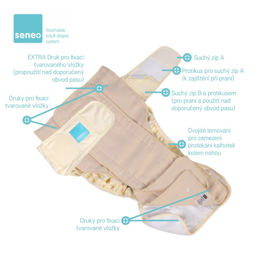SENEO Svrchní plenkové kalhotky pro dospělé - Bílé Velikost L