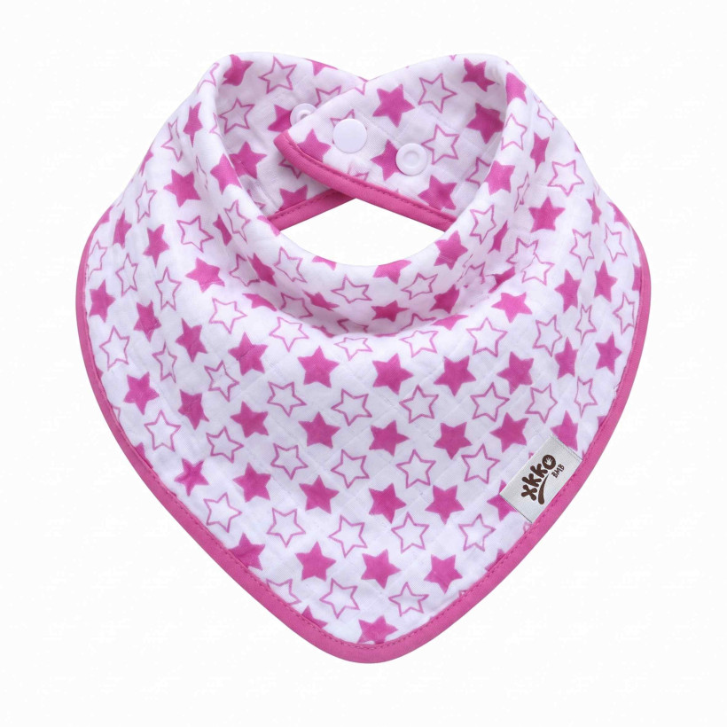Bambusový slintáček XKKO BMB - Little Stars Magenta 3x1ks VO bal.