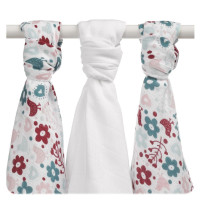 Bambusové pleny XKKO BMB 70x70 - Flowers&Birds Girls MIX 10x3ks VO bal.