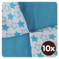 Bambusové ubrousky XKKO BMB 30x30 - Little Stars Cyan MIX 10x9ks VO bal.