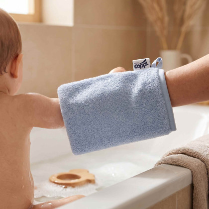 BIO bavlněná froté žínka XKKO Organic - Baby Blue