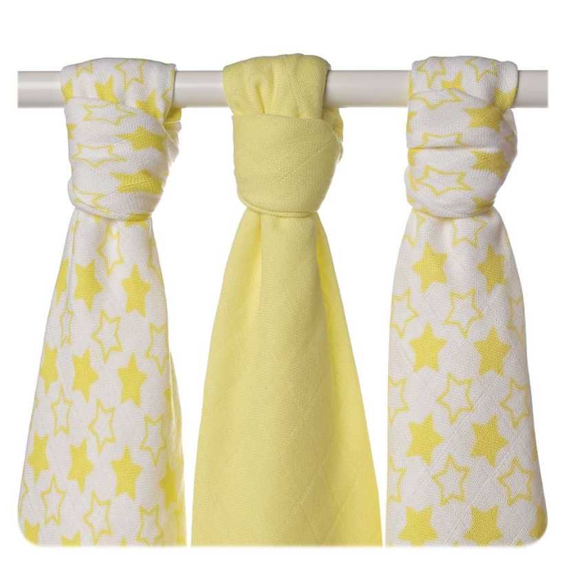Bambusové pleny XKKO BMB 70x70 - Little Stars Lemon MIX 10x3ks VO bal.